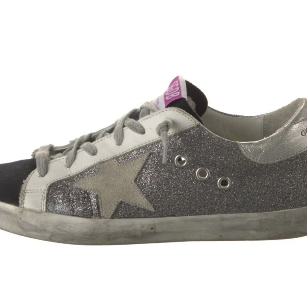 Golden Goose Silver Glitter Superstar Sneakers Size 38